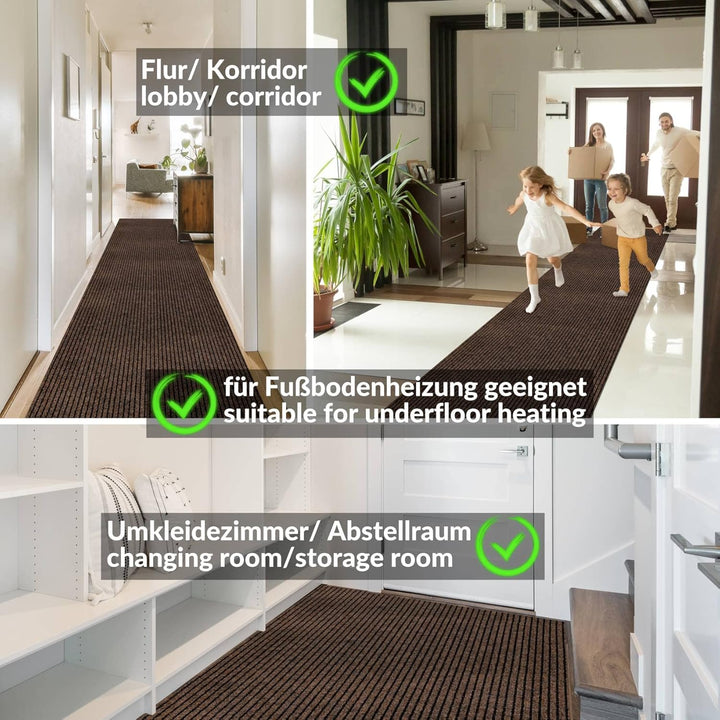 ANRO Schmutzfangmatte Mischa Teppich Läufer Meterware rutschfest & zuschneidbar | Indoor Outdoor Fus