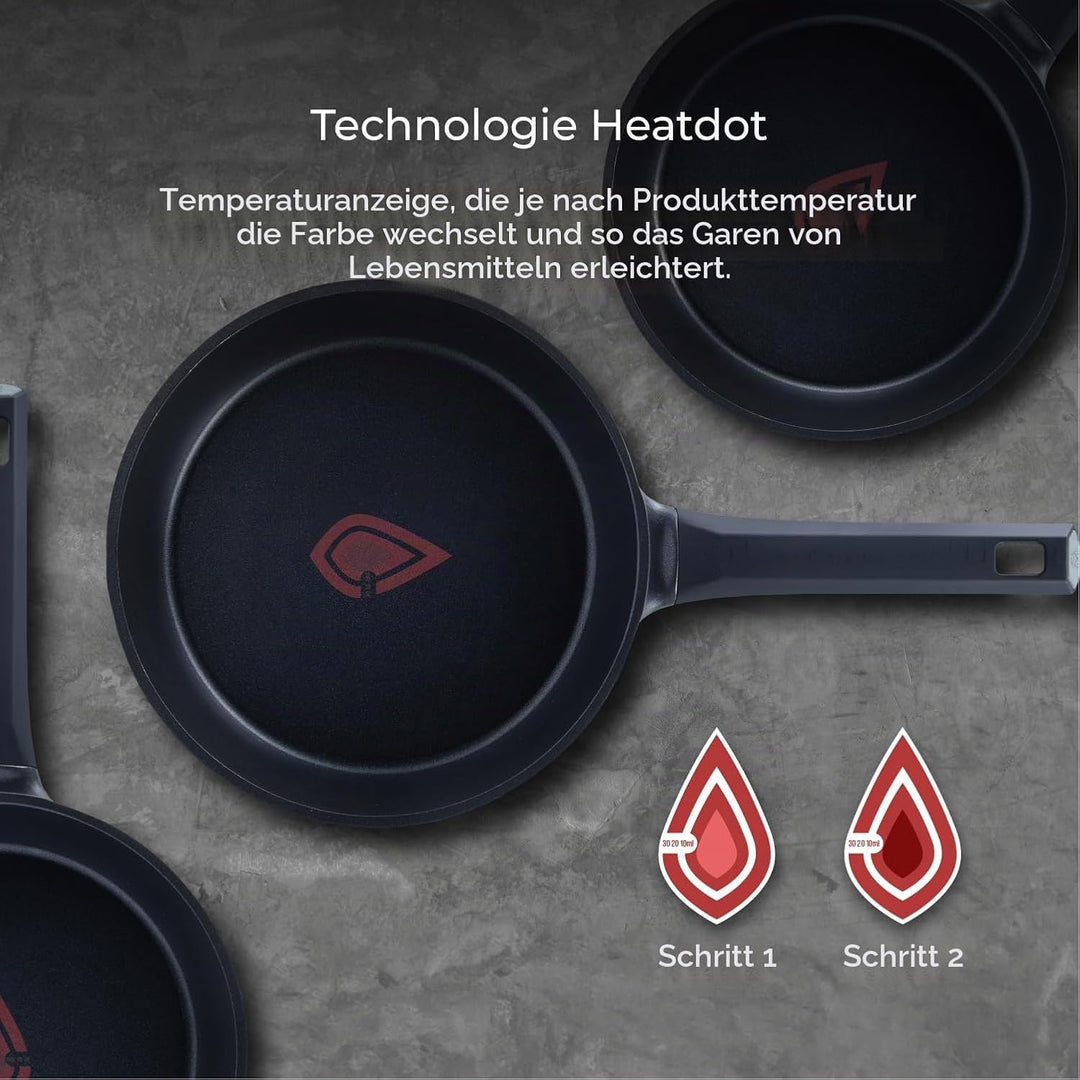 MasterPRO Gastro Reeco - Kochgeschirr-Set aus Aluminiumguss - 3 Pfannen 28, 24 und 20cm - 1 Schöpflö