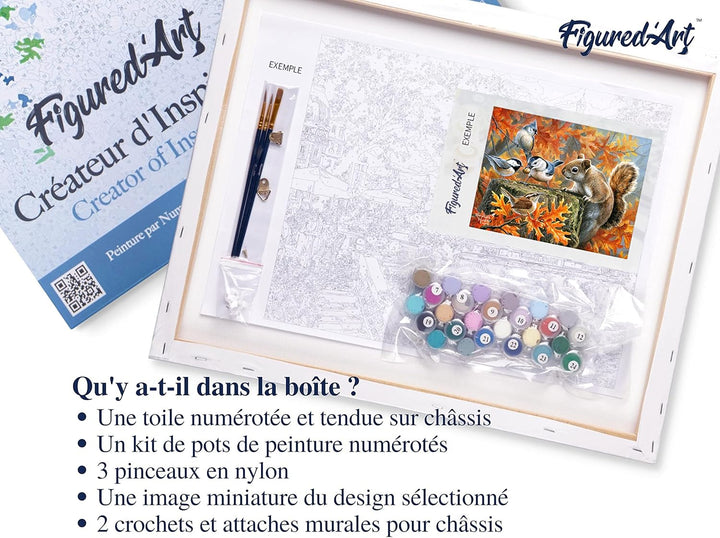 Figured'Art Malen Nach Zahlen Erwachsene Mit Rahmen Verspieltes Eichhörnchen - Paint by Numbers Bast