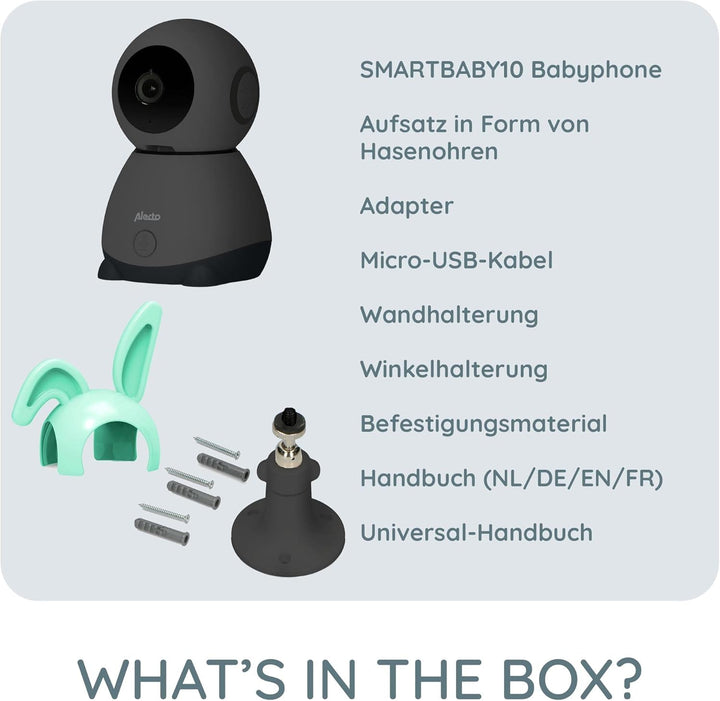 Alecto SMARTBABY10BK WiFi Babyphone mit Kamera HD 1080p - Indoor Smart Babyfon mit Mobiltelefonsteue