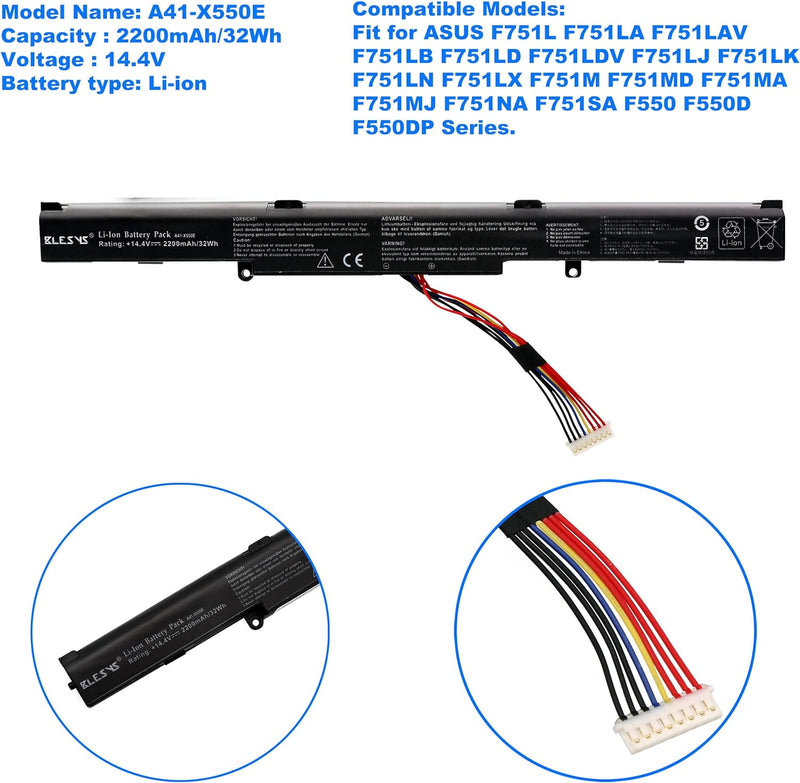 BLESYS F751S F751M Akku für ASUS F751 F751S F751SA F751L F751N F751NA Serie Laptop