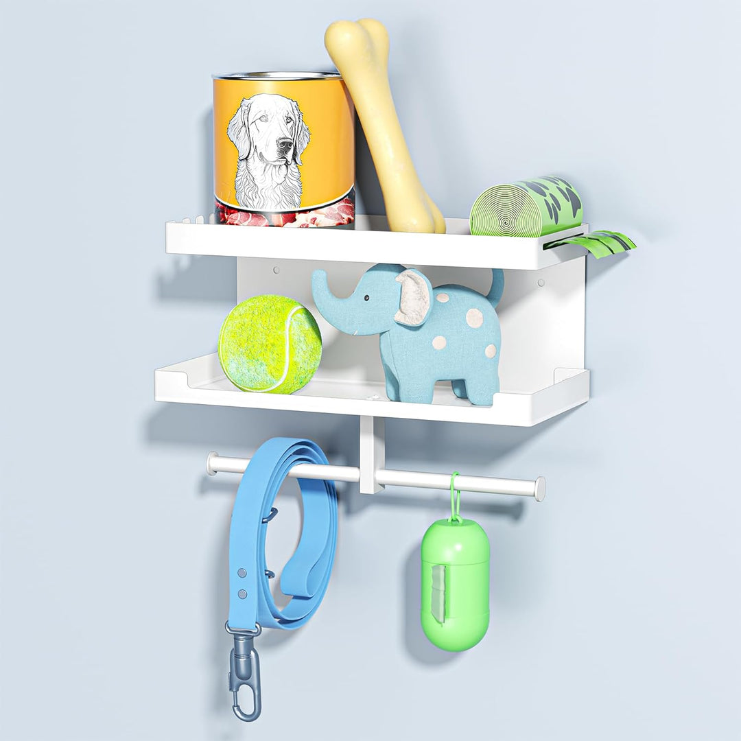 Hundegarderobe mit Ablage, Hundeleinen Halterung Wand, Schwarz Wandhalter für Hundeleine, Metall Hun