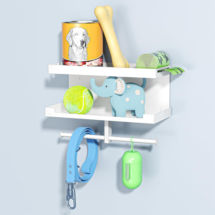 Hundegarderobe mit Ablage, Hundeleinen Halterung Wand, Schwarz Wandhalter für Hundeleine, Metall Hun