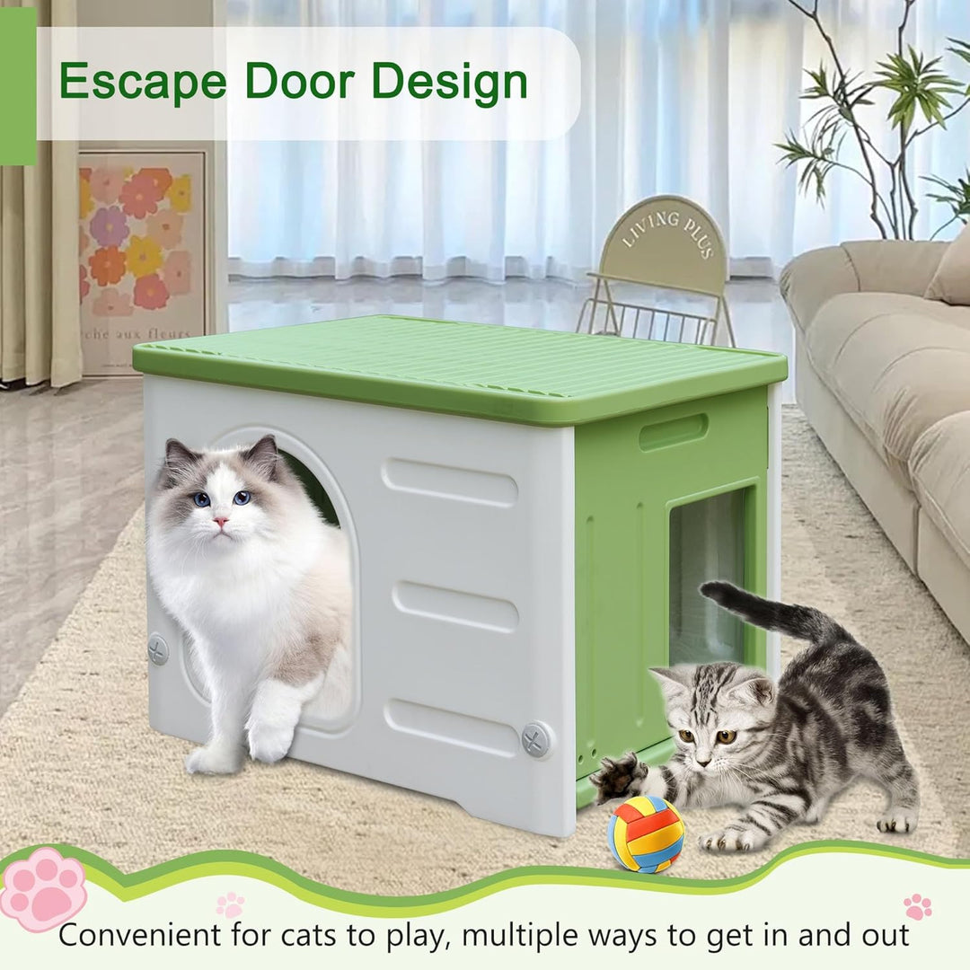 Kunststoff-Katzenhaus für Outdoor Indoor-Gebrauch, stapelbar verwilderte Katze Unterschlupf Indoor-K