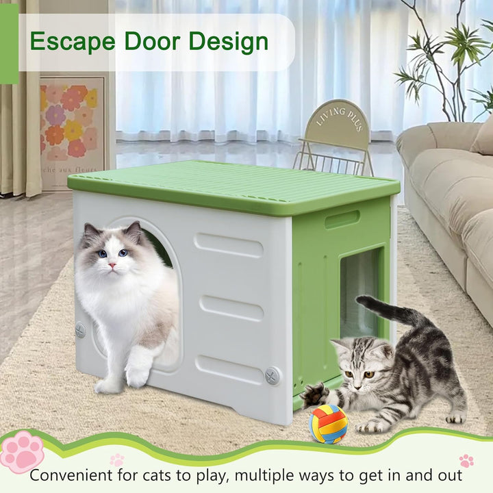 Kunststoff-Katzenhaus für Outdoor Indoor-Gebrauch, stapelbar verwilderte Katze Unterschlupf Indoor-K