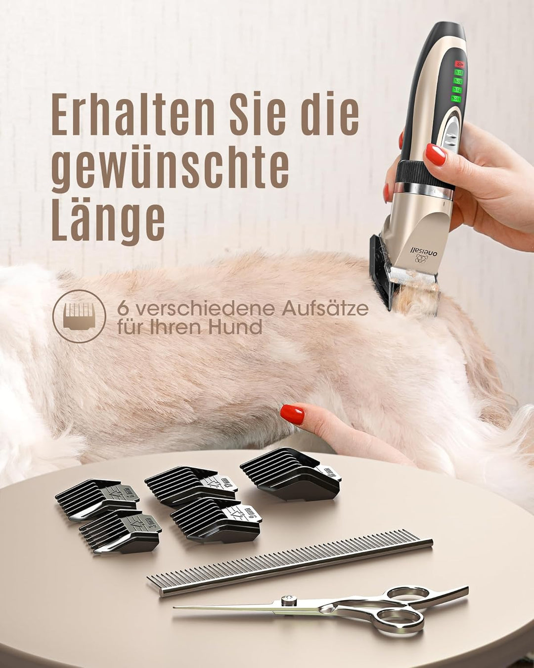 oneisall Dog Clippers Low Noise, 2-Speed Quiet Dog Grooming Kit Rechargeable Cordless Pet Hair Clipp