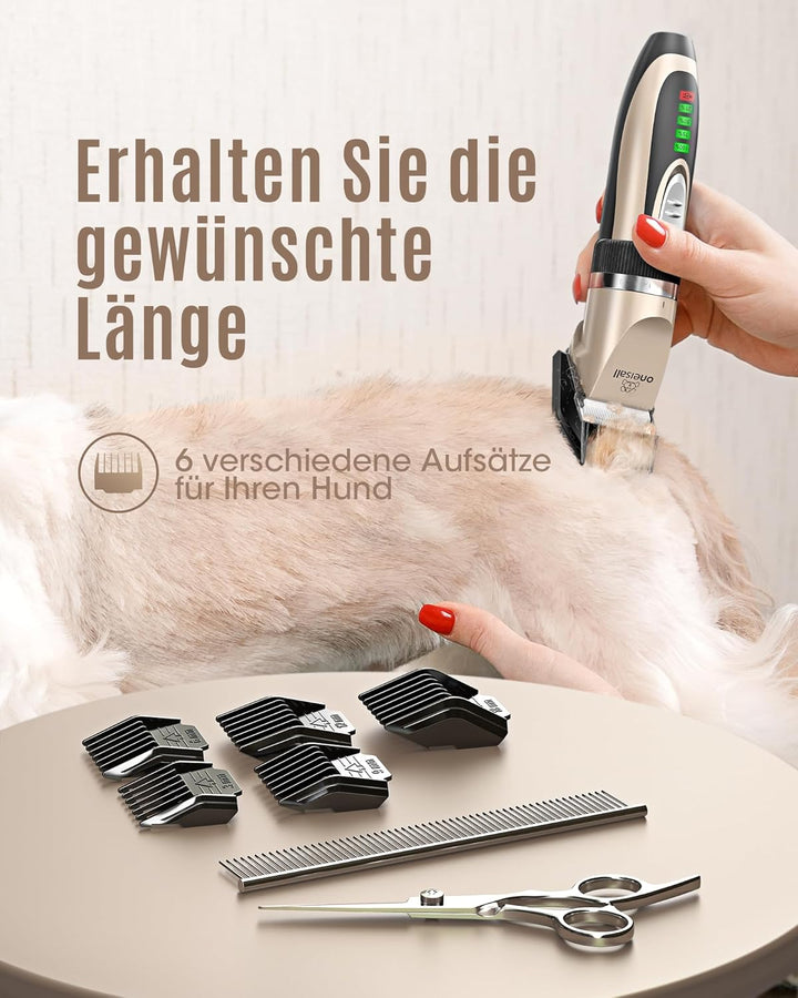 oneisall Dog Clippers Low Noise, 2-Speed Quiet Dog Grooming Kit Rechargeable Cordless Pet Hair Clipp