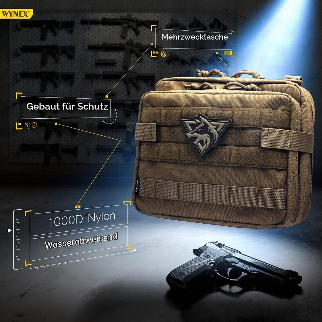 WYNEX Tactical Large Admin Pouch im Double Layer Design, Molle EDC EMT Utility Pouch mit Map Sleeve