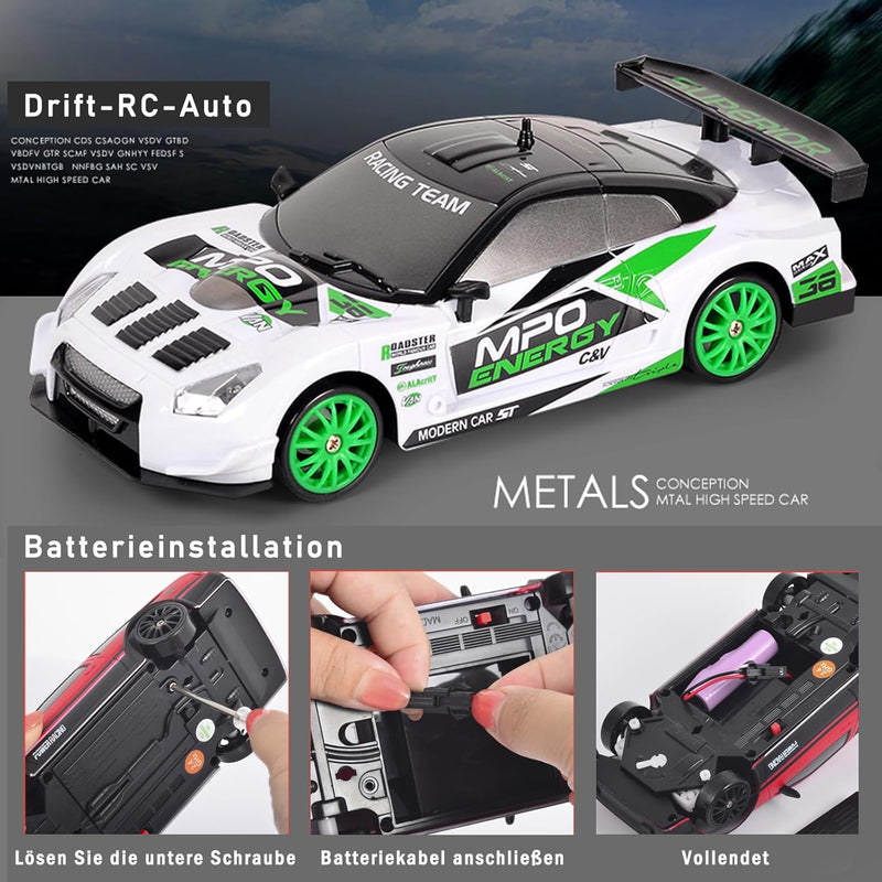 Siereolly RC Drift Car 1:24 Ferngesteuertes Auto 2,4Ghz Spielzeugauto 15km/h 4WD Ferngesteuertes Ren