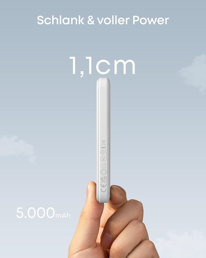 Anker 621 Magnetic Battery (MagGo), 5000mAh magnetische Powerbank mit USB-C Kabel, Nur kompatibel mi