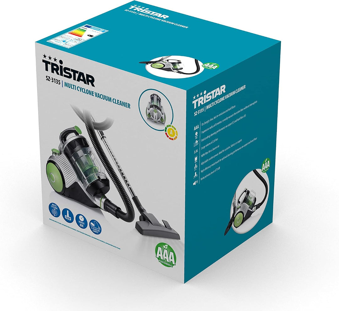 Tristar Bodenstaubsauger [multizyklonensystem] mit HEPA Filter [beutellos, 75 dB, 6m Kabellänge, 700