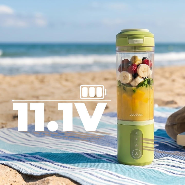 Cecotec Tragbarer Smoothie Maker Power Titanium Shake2Go Candy. 180 W, 600 ml To-Go-Becher mit Dicht