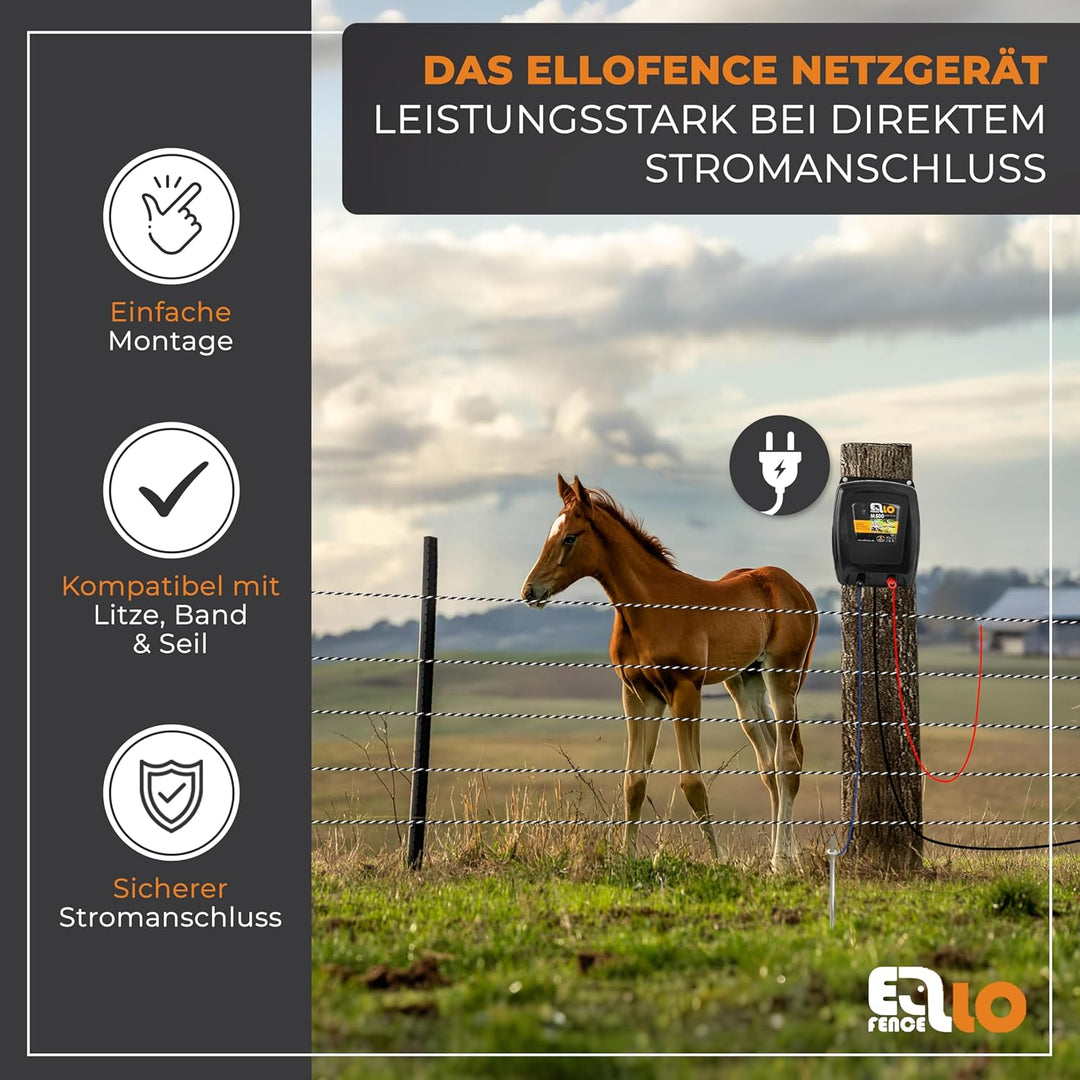 Ellofence Weidezaungerät/Elektrozaungerät M500-5 Joule - Für Rinder, Kühe, Pferde, Schafe, Wildschwe