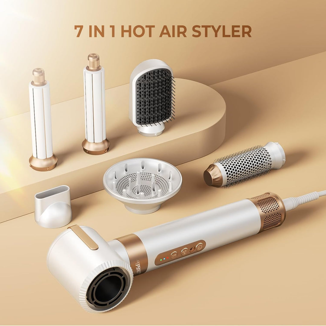 Air Styler 7 In 1, 110000 U/Min Hochtouriger Motor Haartrockner Warmluftbürste Set Mit 7 Aufsätze, T