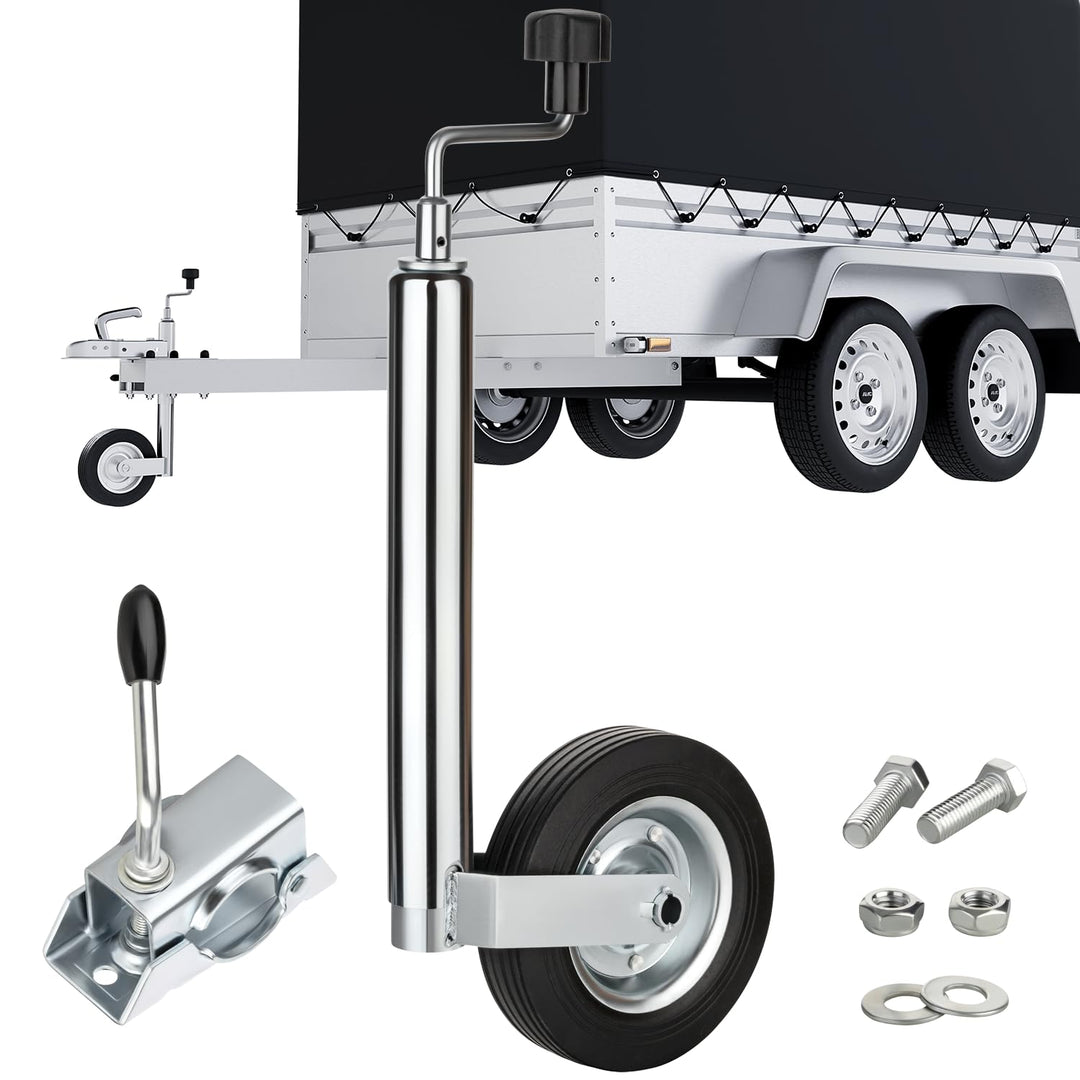 AUTOLIGHT 24 Stützrad Vollgummireifen verzinkter Stahl mit Klemmhalter Ø 48mm und Befestigungsschrau