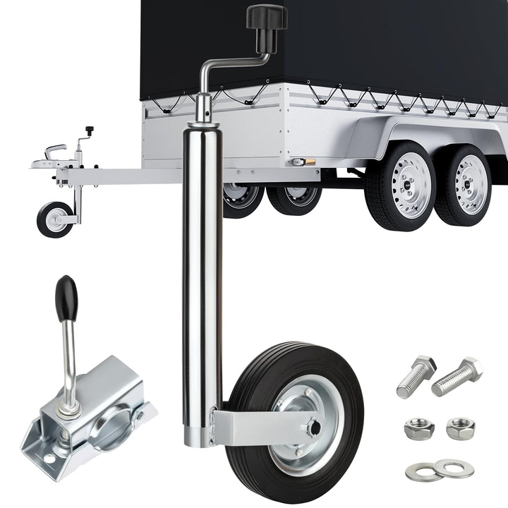 AUTOLIGHT 24 Stützrad Vollgummireifen verzinkter Stahl mit Klemmhalter Ø 48mm und Befestigungsschrau