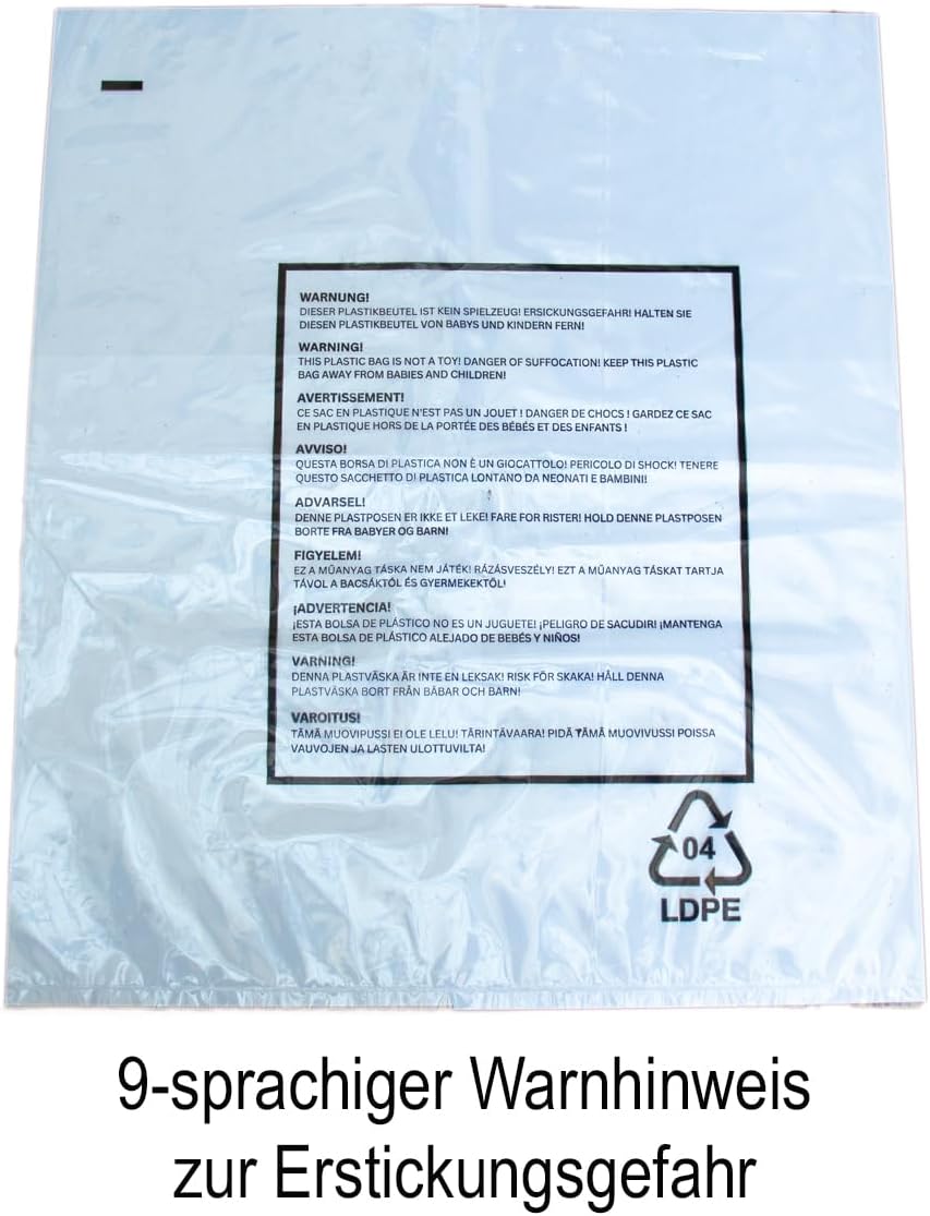 1000 Stück PE-Beutel 400x500x0,050mm (50mµ) einseitig offen ideal für Balkenschweissgerät | Polybeut