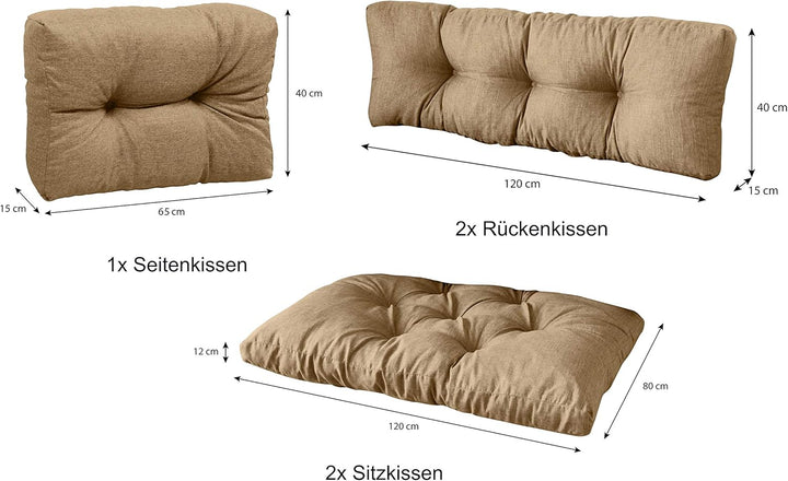 sunnypillow Palettenkissen 5er Set für Europaletten Indoor und Outdoor Palettenpolster Palettensofa