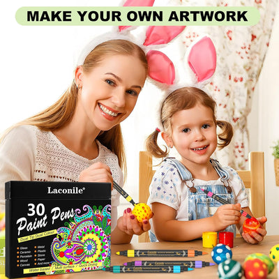 Laconile 30 Acryl Marker Stifte mit 60 Farben, Acrylstifte für Steine Wasserfest, Dual Tip Acryl Pai