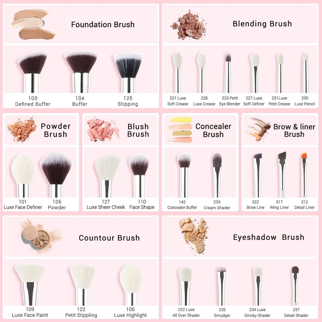 Jessup Pinselset Makeup Make Up Pinsel Set Schminkpinsel Kosmetikpinsel 25 Stück Gesichtspinsel Auge