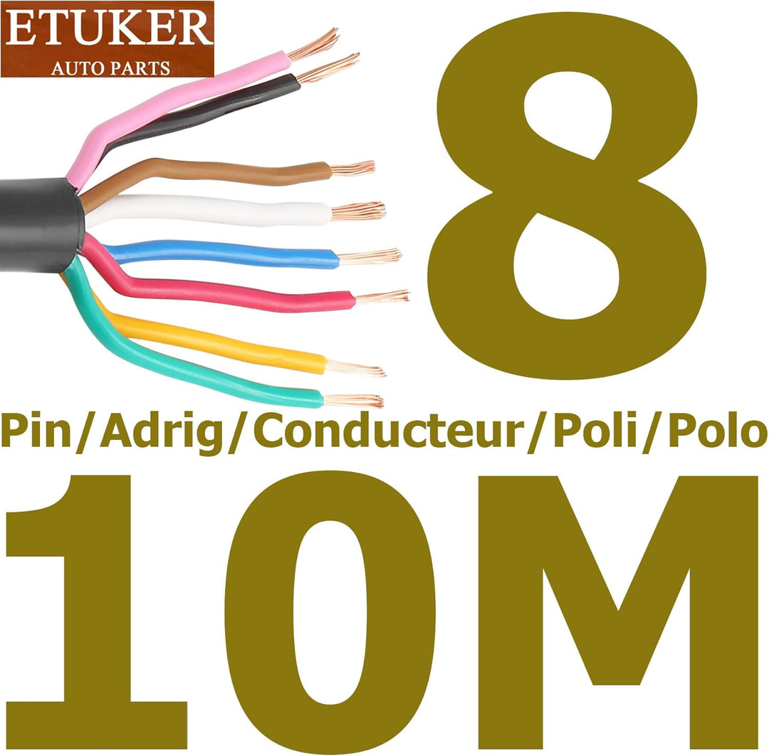Fahrzeugkabel 8 adrig 10M Kabel Anhänger 8 polig Camping Fahrzeugleitung Kabelquerschnitt 7x0.5mm² +