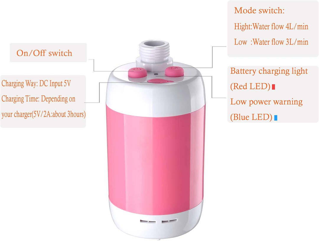 Laserbeak Portable Shower Camping Outdoor Shower, Built-in 4800 mAh Battery, Electric Handheld Recha