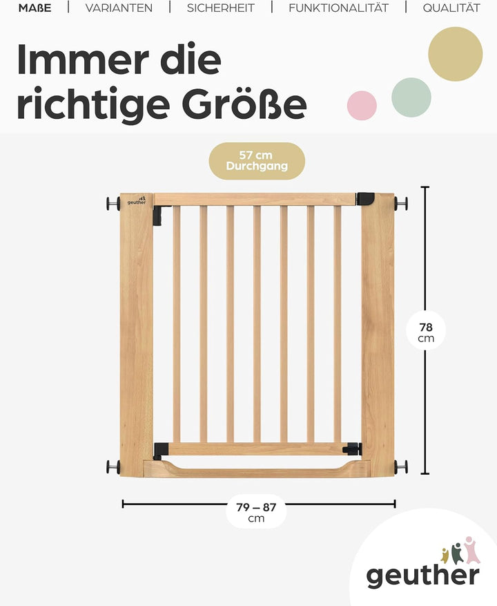 Geuther Easylock Flat Step Treppenschutzgitter ohne Bohren, 79-87 cm Breite, Türschutzgitter zum Kle