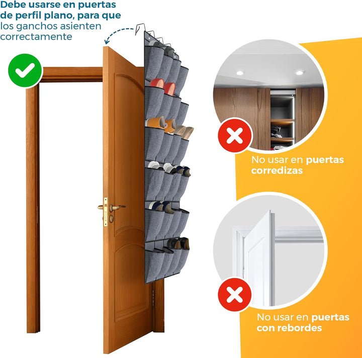 The Inventions Emporium Schuhorganizer hängend – Platzsparender Türorganizer für Schuhe, Schuhregal