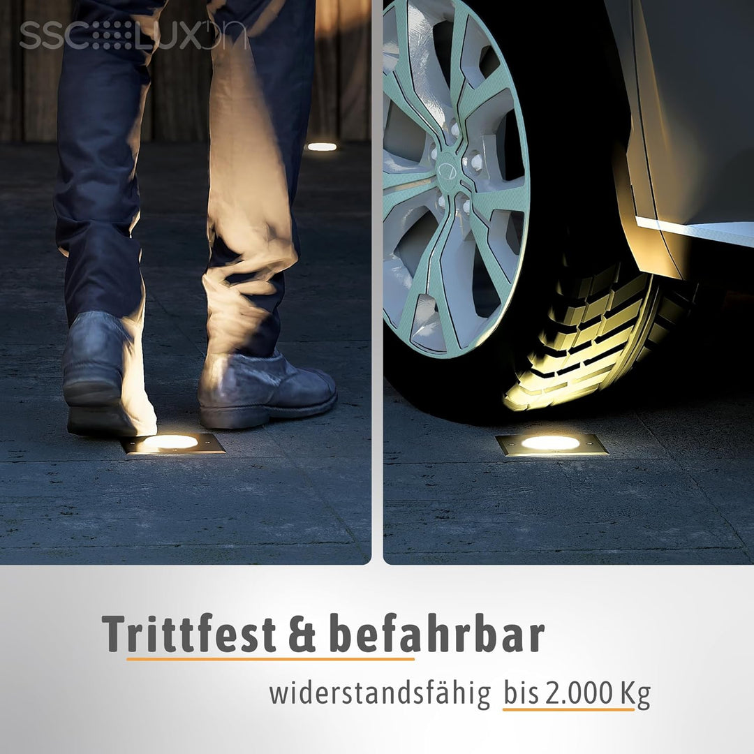 SSC-LUXon JUAVI LED Bodenstrahler schwenkbar eckig für Aussen IP67 - mit LED GU10 2W warmweiss 230V