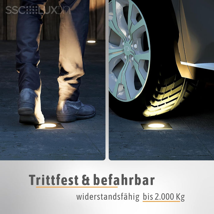 SSC-LUXon JUAVI LED Bodenstrahler schwenkbar eckig für Aussen IP67 - mit LED GU10 2W warmweiss 230V