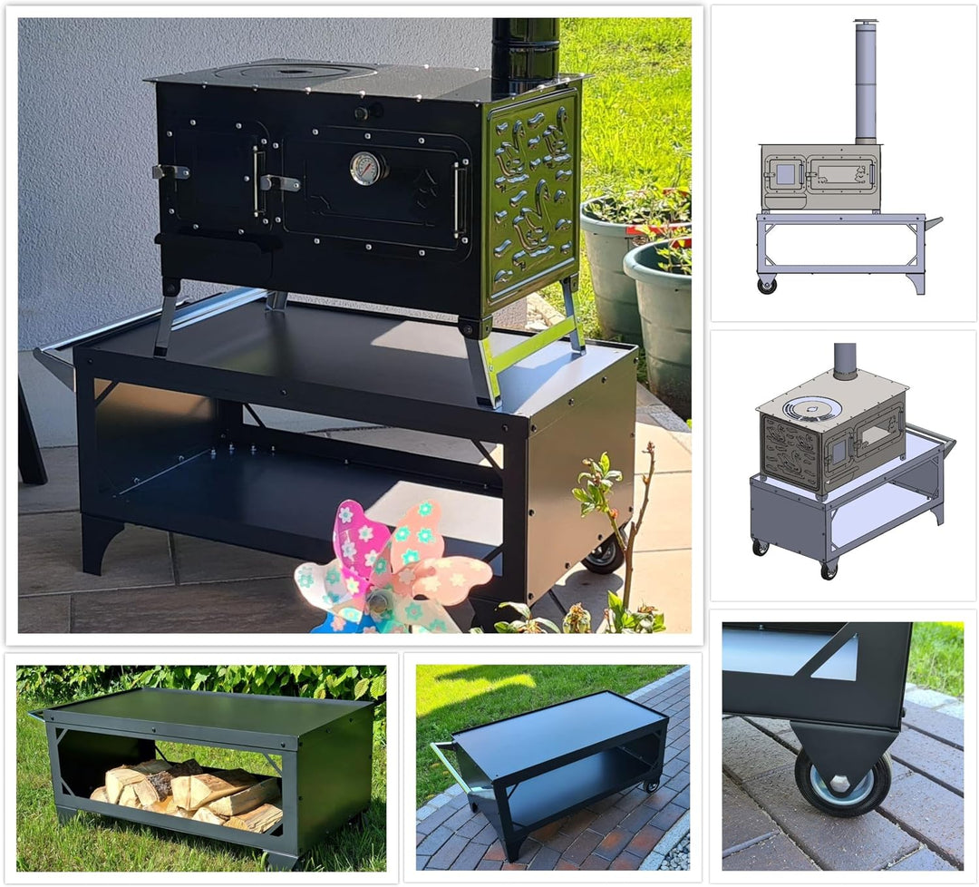 Universal-Untergestell für Gartenofen, Stahl, schwarz emailliert | Geeignet für Gartenöfen, Gartenhe