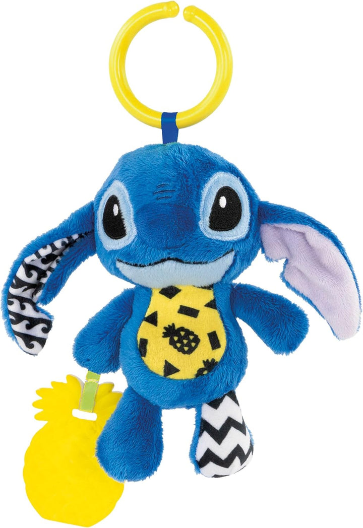 Clementoni Disney Plüsch-Stitch für unterwegs - Weiches Hänge-Spielzeug mit multisensorischen Elemen