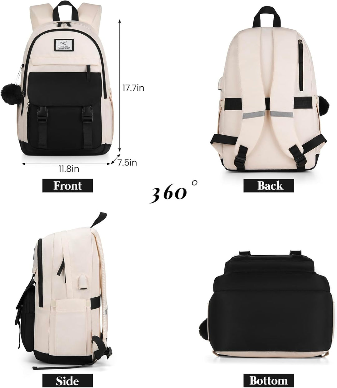 MOMUVO Rucksäcke für Teenagerinnen & Frauen,Laptop-Schulrucksack | Niedlicher College-Rucksack für S