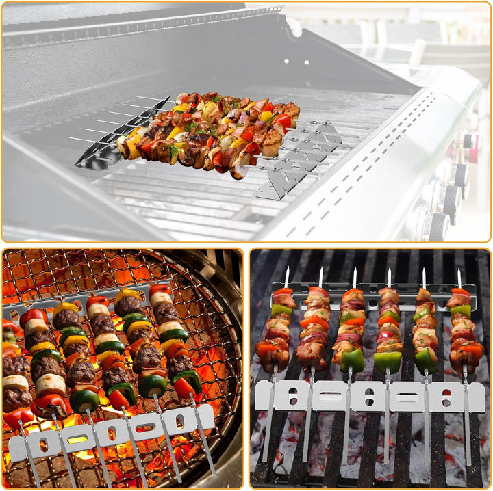 BBQ Halterung Edelstahl, Spiessgestell für 6 Spiesse,Halter für den Grill, Grillgestell Edelstahl fü