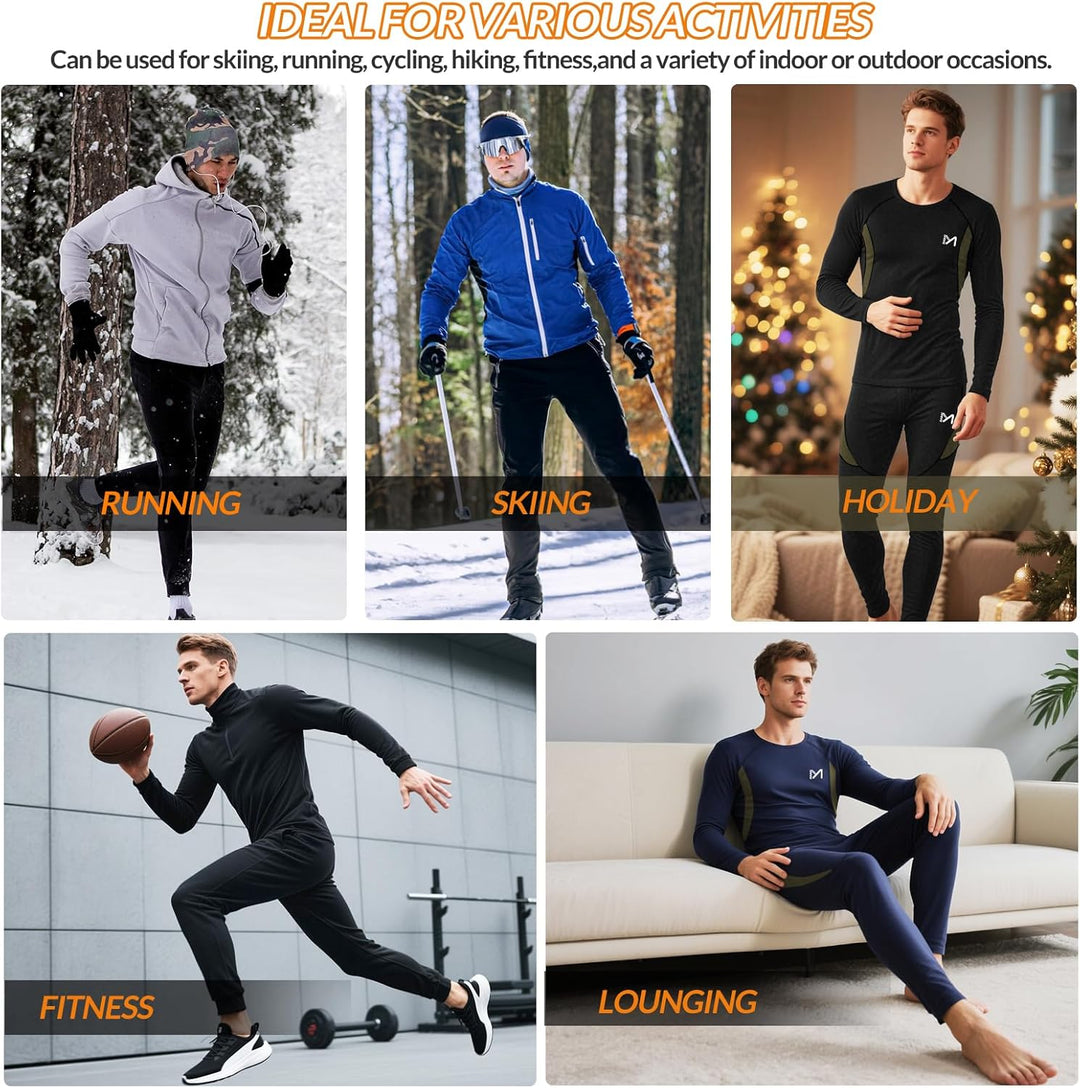 MeetHoo Thermounterwäsche Set Herren, Innenfleece Funktionsunterwäsche Winter Skiunterwäsche Warme U