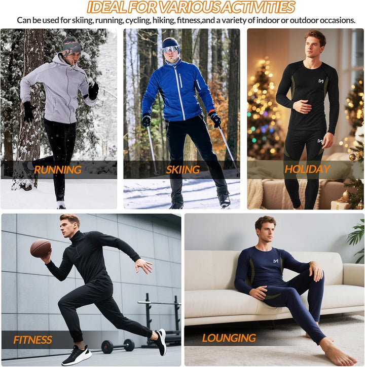 MeetHoo Thermounterwäsche Set Herren, Innenfleece Funktionsunterwäsche Winter Skiunterwäsche Warme U