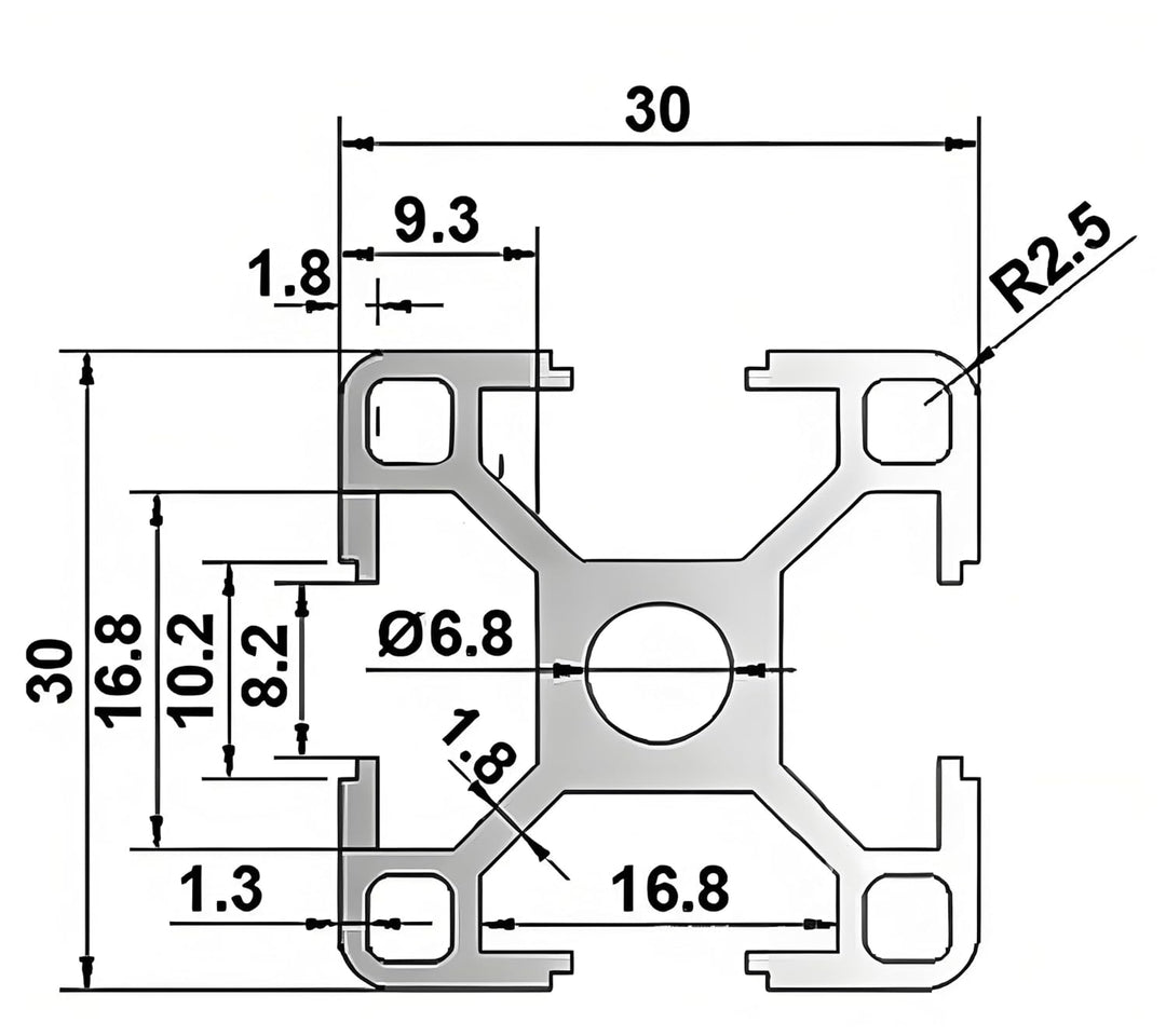 3030 Extrudiertes Aluminium 320 mm lang T Nut Schwarz, Extrusion Aluminium 30 mm x 30 mm 30 Serie T