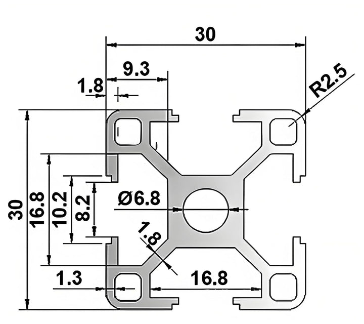 3030 Extrudiertes Aluminium 320 mm lang T Nut Schwarz, Extrusion Aluminium 30 mm x 30 mm 30 Serie T