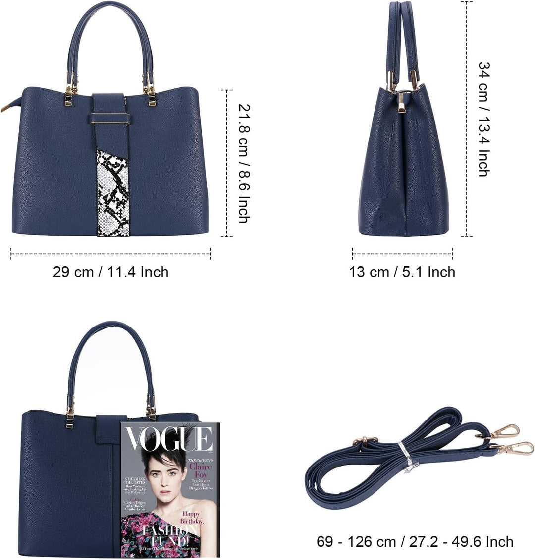 HAWEE Elegante Damen Handtasche Mittelgrosse Crossbody Henkeltasche PU Leder Shopper Umhängetasche F