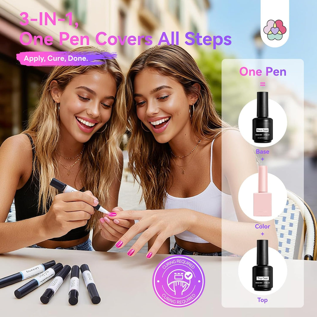 SAVILAND One Step Gel Nagellackstifte Set: 6 Farben Nagellackstift Schnelltrocknend, 3 In 1 Nagelkun