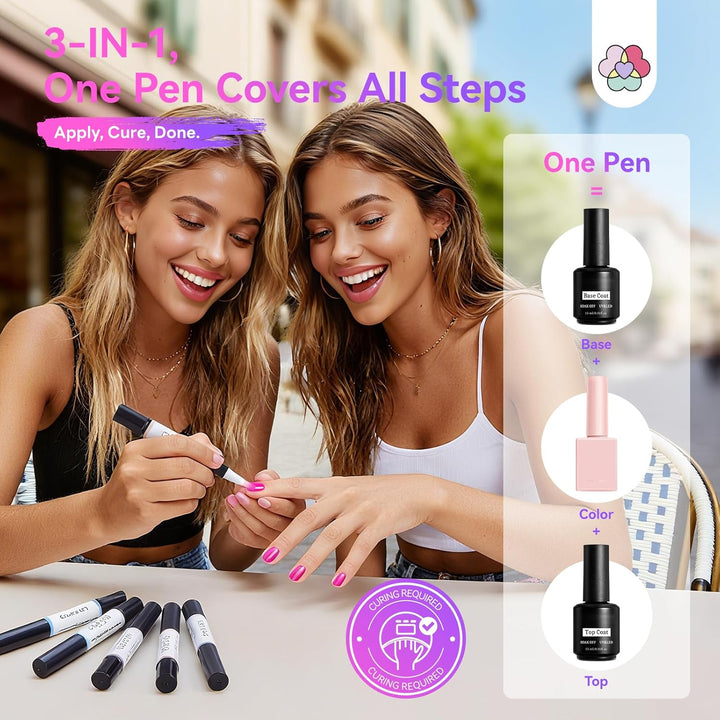 SAVILAND One Step Gel Nagellackstifte Set: 6 Farben Nagellackstift Schnelltrocknend, 3 In 1 Nagelkun