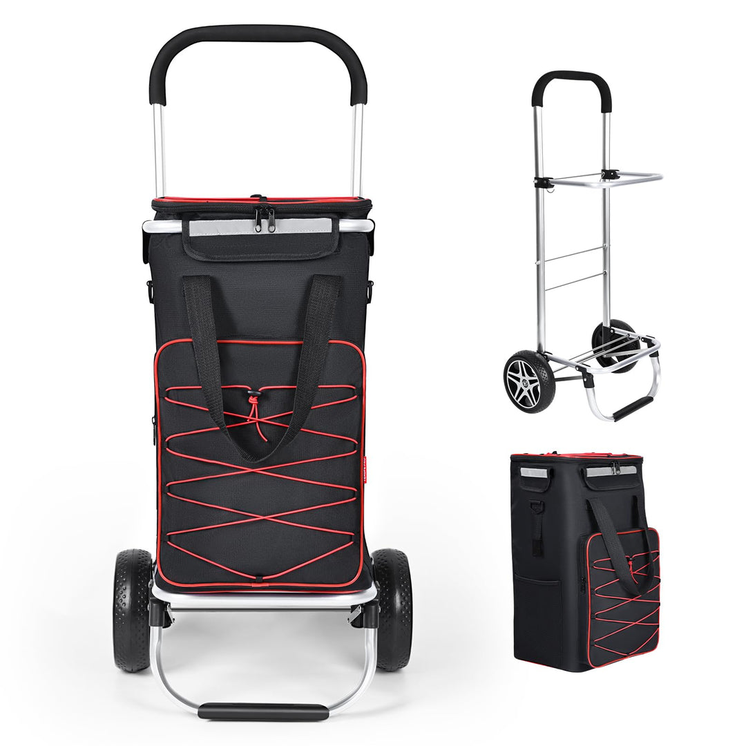 YEAUPE PRO 3in1 Einkaufstrolley mit Kühlfach, 45L Einkaufsroller mit Abnehmbarer Tasche, Max. 25kg B
