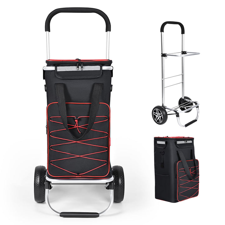 YEAUPE PRO 3in1 Einkaufstrolley mit Kühlfach, 45L Einkaufsroller mit Abnehmbarer Tasche, Max. 25kg B