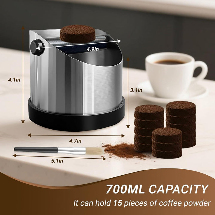 Kaffeesatz Knock Box, Klein Edelstahl Espresso Kaffee Knock Box, Kaffeemahlen Knock Out Box mit Abne