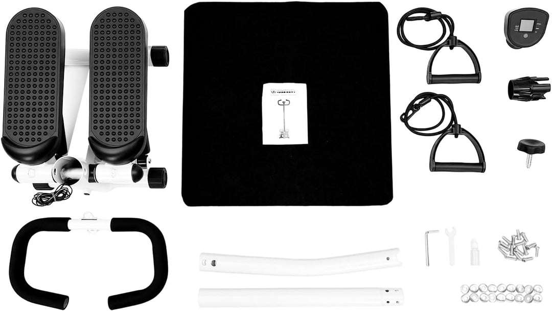 Treppenstepper, Fitness Stepper mit Lenker LED-Bildschirm Widerstandsbänder Antirutsch-Silikonmatte