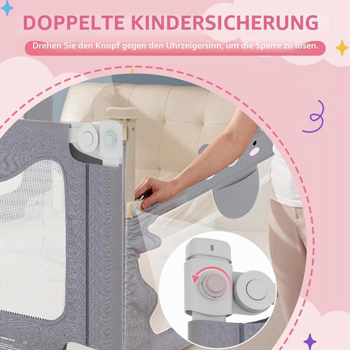 Kidsgigglz Rausfallschutz Bett, 200cm Bett Rausfallschutz Kinder, Bettgitter Bettschutzgitter Kinder