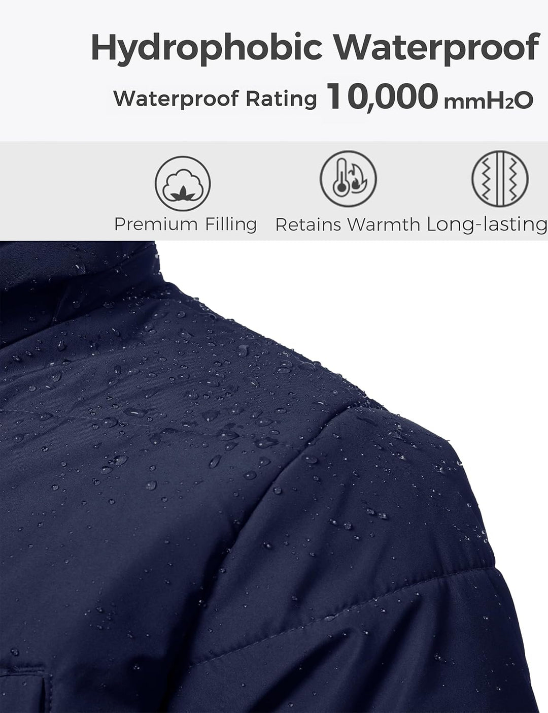 Wantdo Herren Winter Warme Jacke Wasserabweisend Outdoor Jacke Gesteppte Parka Baumwolle Polsterung