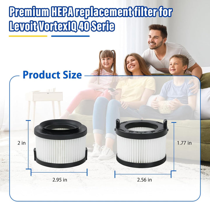 4 Stück VortexIQ 40 Filter für Levoit VortexIQ 40/40 Flex / 40-RF/LSV-VF401P-AEU Akku Staubsauger, H