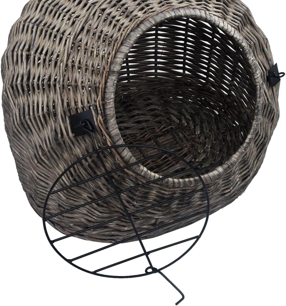 vidaXL Katzen Transportkorb Grau Natürliche Weide Transportbox Katzenkorb 50 x 42 x 40 cm Grau, 50 x