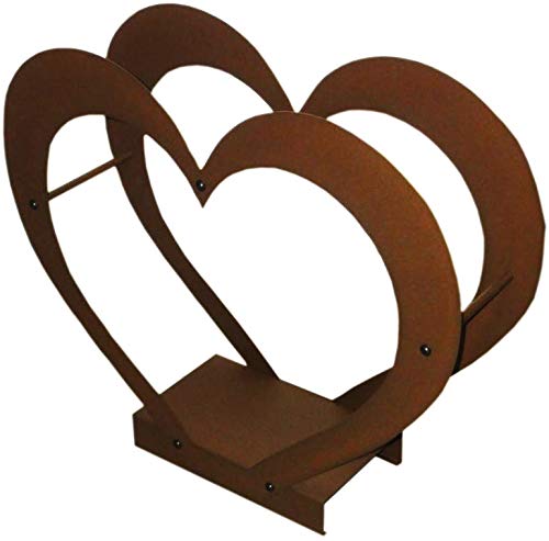 Kaminholzregal Kaminholzständer Kaminholzhalter Innen HERZ aus Metall (Corten Effect), Corten Effect